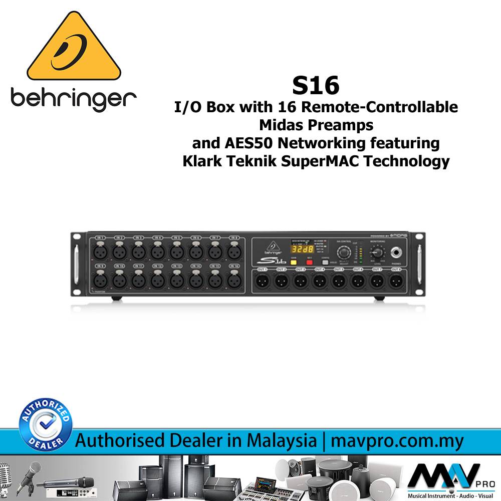 Behringer S16 I/O Box with 16 RemoteControllable Midas Preamps l Mavpro Malaysia
